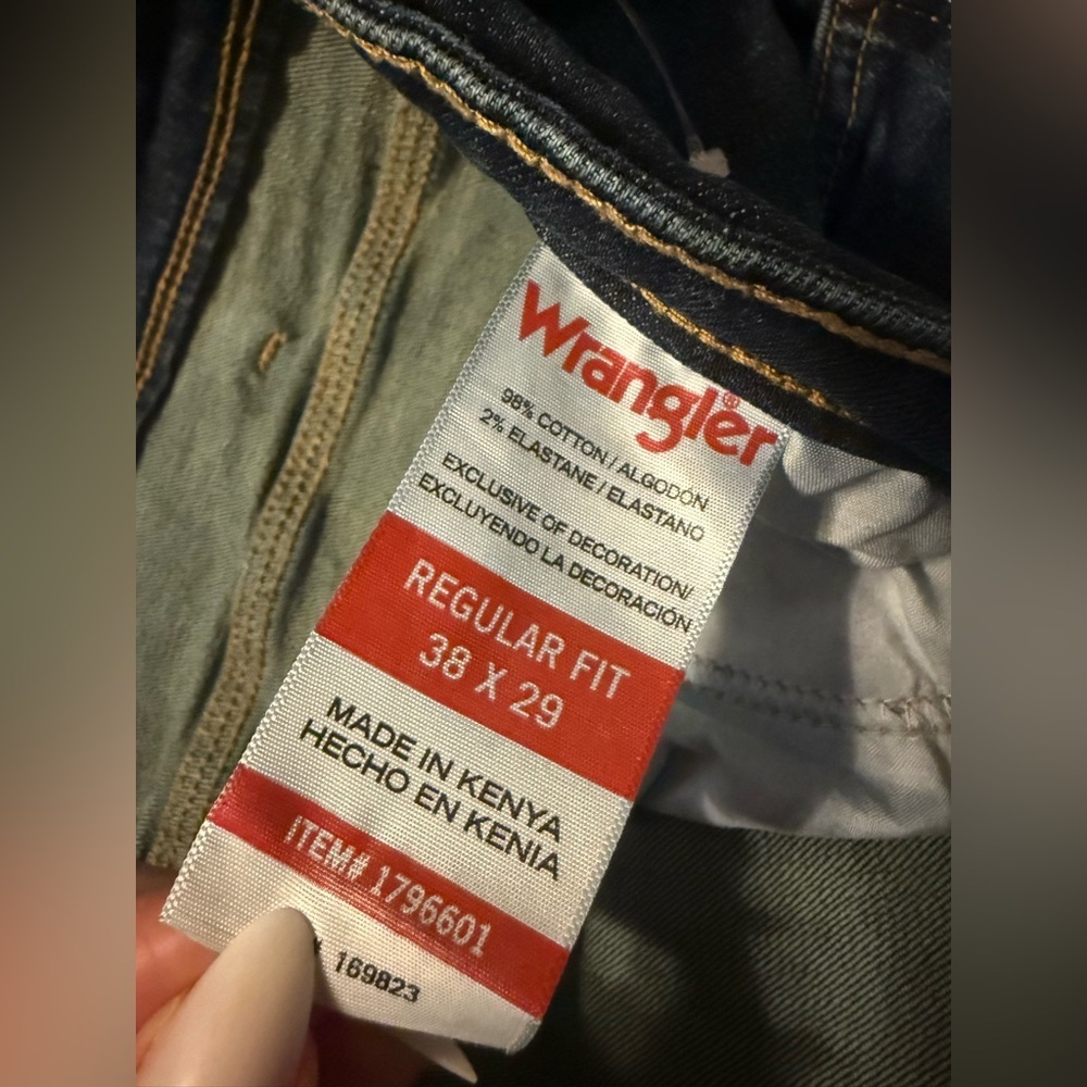 Wrangler Dark Wash Straight Leg Jeans 38x29 Vintage Y2K Dad Fit High Rise Denim - Picture 6 of 6